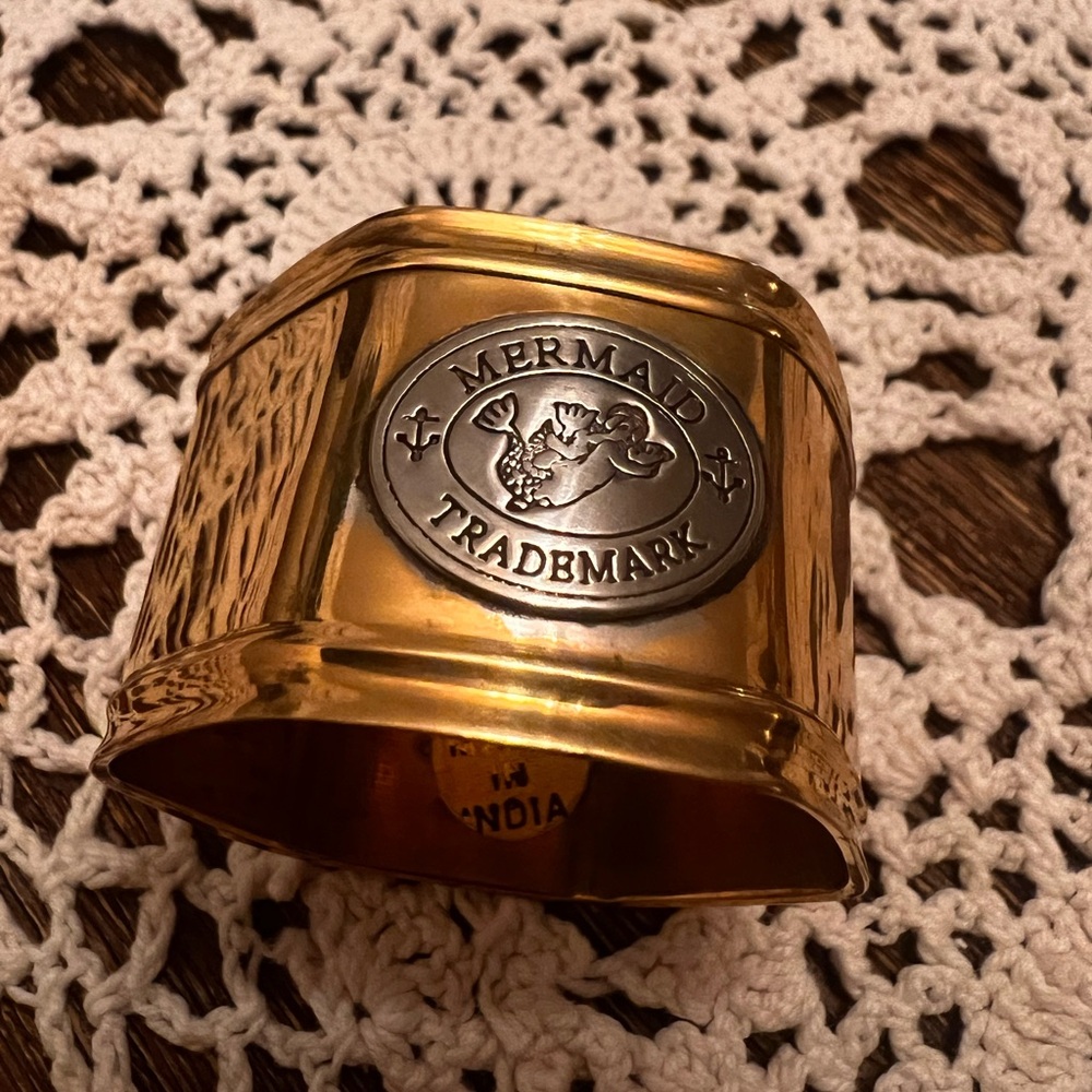 Brass Napkin Ring Holders - Mermaid Trademark Vintage (9)